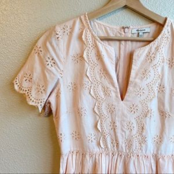 Madewell Pink Scalloped Eyelet Midi Dress - Picture 6 of 6